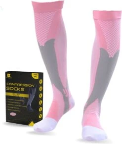 Kangka Compressiekousen 20-30 MmHg - Compressie Sokken Maat S/M (35-38) - Roze