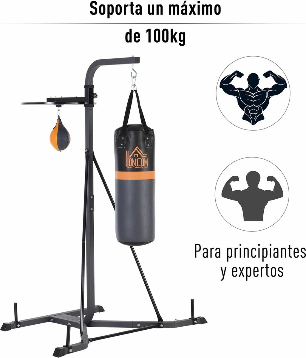 HOMCOM Bokszakhouder Met Een Draagvermogen Van 100 Kg Bokszakstandaard Met Boksbal Bokszak A91-073 7 HOMCOM Bokszakhouder Met Een Draagvermogen Van 100 Kg Bokszakstandaard Met Boksbal Bokszak A91-073 - Afbeelding 7