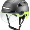 Vito E-Light Mat Zwart Geel Met Vizier L/XL 58-61 Cm | Speed Pedelec Helm | NTA 8776 Goedgekeurd | Snorfiets Helm Snorscooter | Geschikt Voor Helmplicht Blauw Kenteken