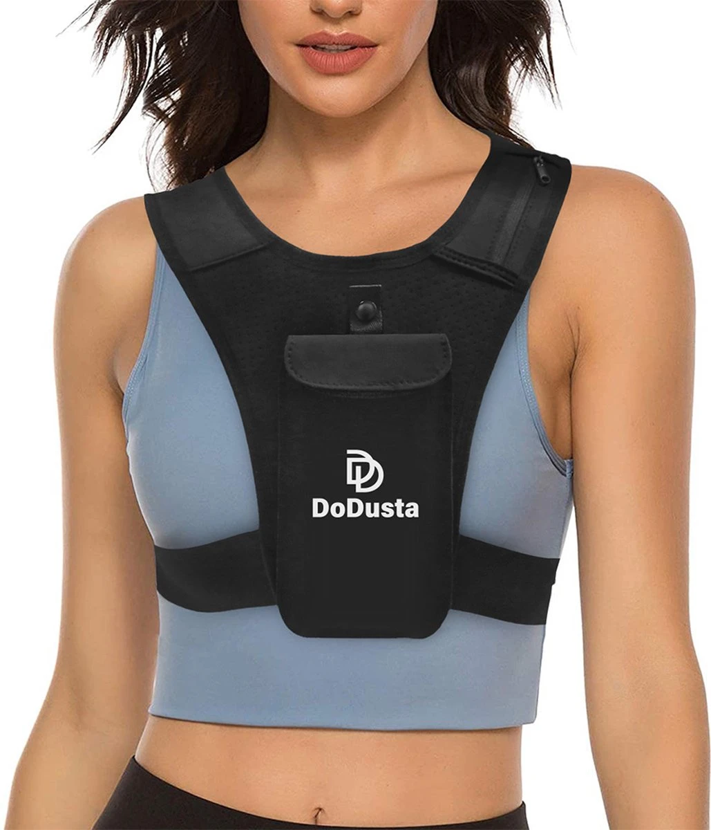 DoDusta Hardloopvest Met Telefoonhouder - Hardloop Telefoonhouder - Reflectievest - Met Verlichting - Unisex - Zwart 8 DoDusta Hardloopvest Met Telefoonhouder - Hardloop Telefoonhouder - Reflectievest - Met Verlichting - Unisex - Zwart - Afbeelding 8