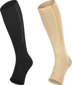 Steunkousen Met Rits Open Teen - Zwart - Per Paar