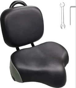 Merkloos Rugleuning Zadel - Fietszadel Met Rugleuning - Oversized - Comfortabel Zacht Zadel - Met PU Kussen