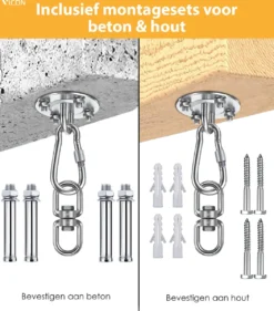 Professionele Plafondhaak Met 400KG Draagvermogen - 360° Roteerbaar - RVS - Bokszak Ophangsysteem - Ophanghaak -Merkloos Verkoop 1054x1200 10