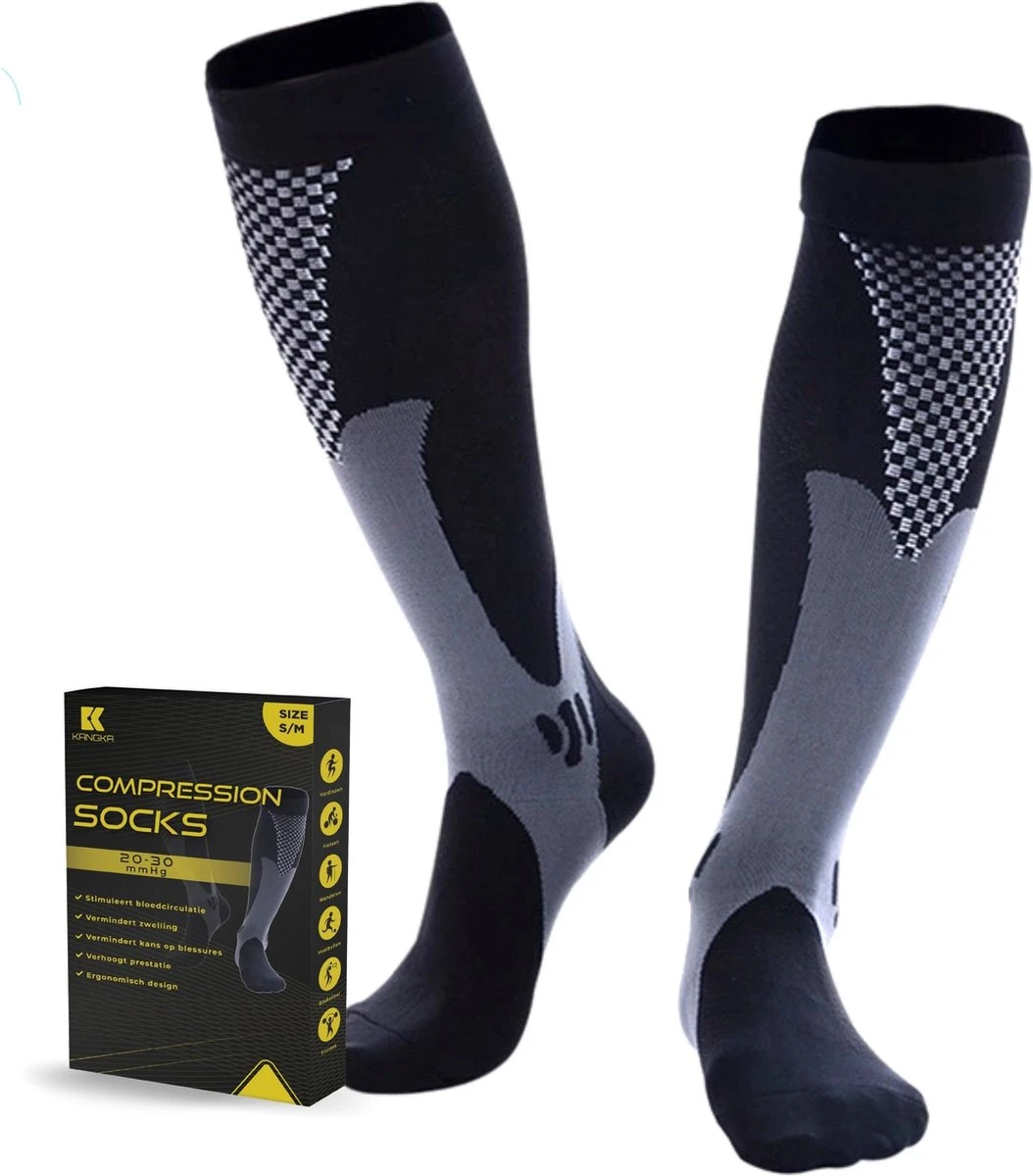 KANGKA Compressiekousen Met 20-30 MmHg - Compressie Sokken Maat 35 Tot 38 (S/M) - Sportsokken - Hardloopsokken 1 KANGKA Compressiekousen Met 20-30 MmHg - Compressie Sokken Maat 35 Tot 38 (S/M) - Sportsokken - Hardloopsokken