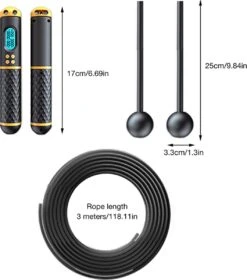 Digitaal Springtouw 2-in-1 - Met Draad & Draadloos - Smart Jump Rope - Fitness Voor Buiten En Binnen - Ergonomisch Antislip Handvat - Digitale Teller - Zwart -Merkloos Verkoop 1057x1200