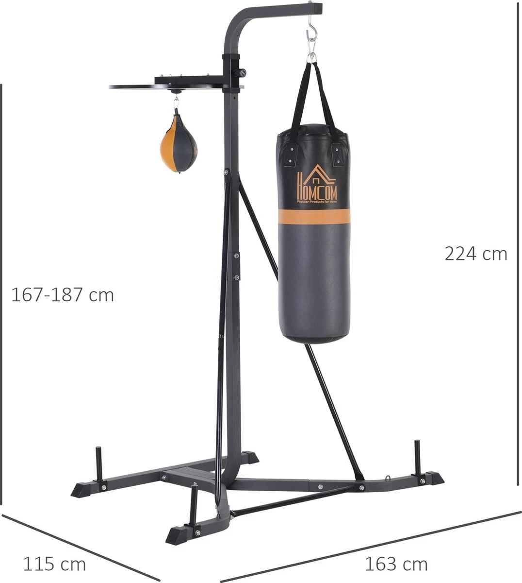 HOMCOM Bokszakhouder Met Een Draagvermogen Van 100 Kg Bokszakstandaard Met Boksbal Bokszak A91-073 6 HOMCOM Bokszakhouder Met Een Draagvermogen Van 100 Kg Bokszakstandaard Met Boksbal Bokszak A91-073 - Afbeelding 6