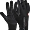 Fietshandschoenen Winter - Handschoenen - Sport Handschoenen Met Rits - Touchscreen Telefoon - Anti Slip Gloves - Heren / Dames - Maat L - Zwart - Sinterklaas Cadeau - Kerst Cadeautje - Black Friday 2022 Deals