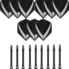 3 Sets (9 Stuks) Super Sterke – Smokey - Vista-X – Darts Flights – Inclusief 3 Sets (9 Stuks) - Medium - Aluminium - Zwart - Darts Shafts - Cadeau