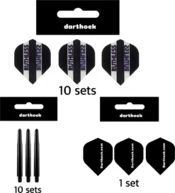Darthoek| Ruthless |Flights (30 Stuks) En Shafts (30 Stuks) Medium Zwart |60 Stuks Totaal + 1 Set Darthoek Flights