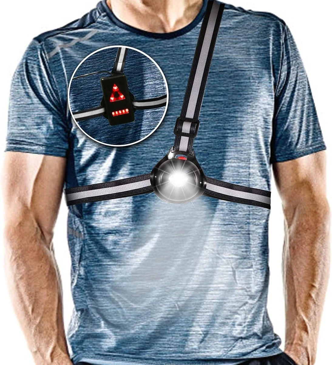 SFVD - Led Hardloop Verlichting Van Hoge Kwaliteit - One Size - USB Oplaadbaar Voor En Achterkant - Hardloop Lampjes - Hardloop Lichtjes - Hardloop Vest - Hardloopverlichting - Hardloop Borstlamp 3 SFVD - Led Hardloop Verlichting Van Hoge Kwaliteit - One Size - USB Oplaadbaar Voor En Achterkant - Hardloop Lampjes - Hardloop Lichtjes - Hardloop Vest - Hardloopverlichting - Hardloop Borstlamp - Afbeelding 3