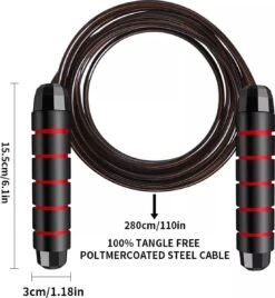 Ecorare - Professioneel Sport Springtouw - Verstelbaar - Speedrope - Jump Rope - Voor Volwassenen En Kinderen - Rood En Zwart -Merkloos Verkoop 1106x1200