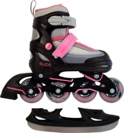 Amigo Slide - Schaatsen Voor Meisjes - Inlineskates Maat 34-37 - Zwart/Roze