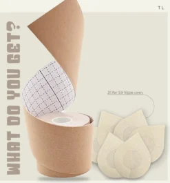 ICONIC Boob Tape Met 3 Sets Silk Nipple Covers - 7,5 Cm Breed - Extra Brede Boobtape - Covering Fashion Tape - Tepelplakkers - Tepelcovers - Fashion Tape - Plak BH Push Up - 5 Meter -Boobtape -Merkloos Verkoop 1119x1200 1