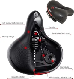 IBright Gel Fietszadel Met LED Oplaadbare Achterlicht - USB Oplaadbaar - Fietsverlichting Met 6 Functie's - Dames / Heren - Waterdicht - Gratis Zadelstrop - USB Oplaadkabel - Zwart -Merkloos Verkoop 1120x1200 1