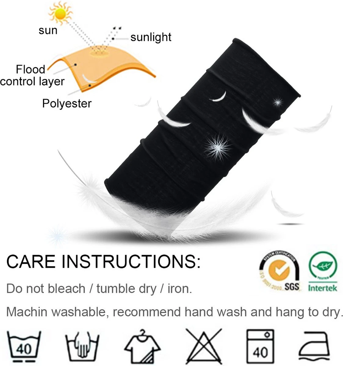 Su.B.dgn 2 Stuks Multifunctioneel Polyester Col Colsjaal - Bivakmuts Balaclava Bandana Ideaal Voor Sport Fietsen Motor - Unisex - Zwart 7 Su.B.dgn 2 Stuks Multifunctioneel Polyester Col Colsjaal - Bivakmuts Balaclava Bandana Ideaal Voor Sport Fietsen Motor - Unisex - Zwart - Afbeelding 7