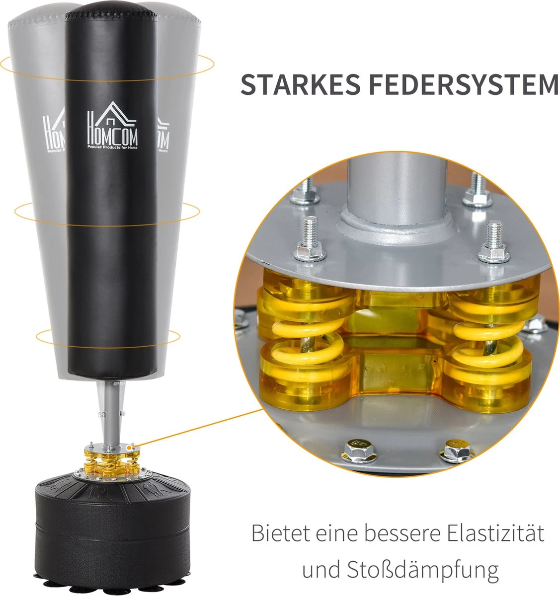 HOMCOM Bokszak Veersockel Vrijstaand Bokstraining Volwassenen Zwart A91-122 2 HOMCOM Bokszak Veersockel Vrijstaand Bokstraining Volwassenen Zwart A91-122 - Afbeelding 2