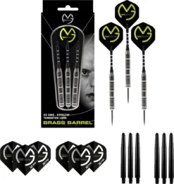 XQMax - Michael Van Gerwen Tungsten Look - 23 Gram - Inclusief Dart Flights & Dart Shafts - Dartpijlen - Cadeau