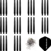 Darthoek Zwarte Dart Shafts| 10 Sets (30 Stuks) |Short | + 10 Sets (30 Stuks) Veerringen + 1 Set Darthoek Flights