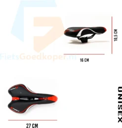 Voltano Sport Fietszadel – Gel Trekking Zadel – Met Uitsparing – Unisex - Zwart / Rood - Incl. Gratis Zadelstrop -Merkloos Verkoop 1144x1200 6