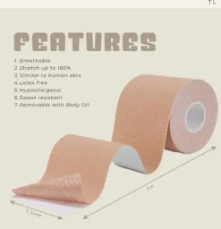 ICONIC Boob Tape Met 3 Sets Silk Nipple Covers - 7,5 Cm Breed - Extra Brede Boobtape - Covering Fashion Tape - Tepelplakkers - Tepelcovers - Fashion Tape - Plak BH Push Up - 5 Meter -Boobtape -Merkloos Verkoop 1156x1200