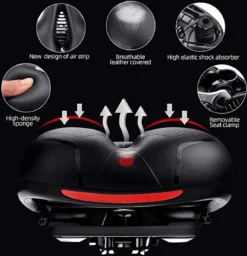 IBright Gel Fietszadel Met LED Oplaadbare Achterlicht - USB Oplaadbaar - Fietsverlichting Met 6 Functie's - Dames / Heren - Waterdicht - Gratis Zadelstrop - USB Oplaadkabel - Zwart -Merkloos Verkoop 1156x1200 9