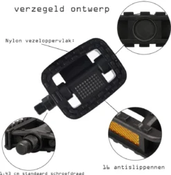 Fietspedalen - Anti Slip - Trappers Voor Fiets Met Reflector - 1.4 Mm Schroefdraad Zwart -Merkloos Verkoop 1165x1200 9