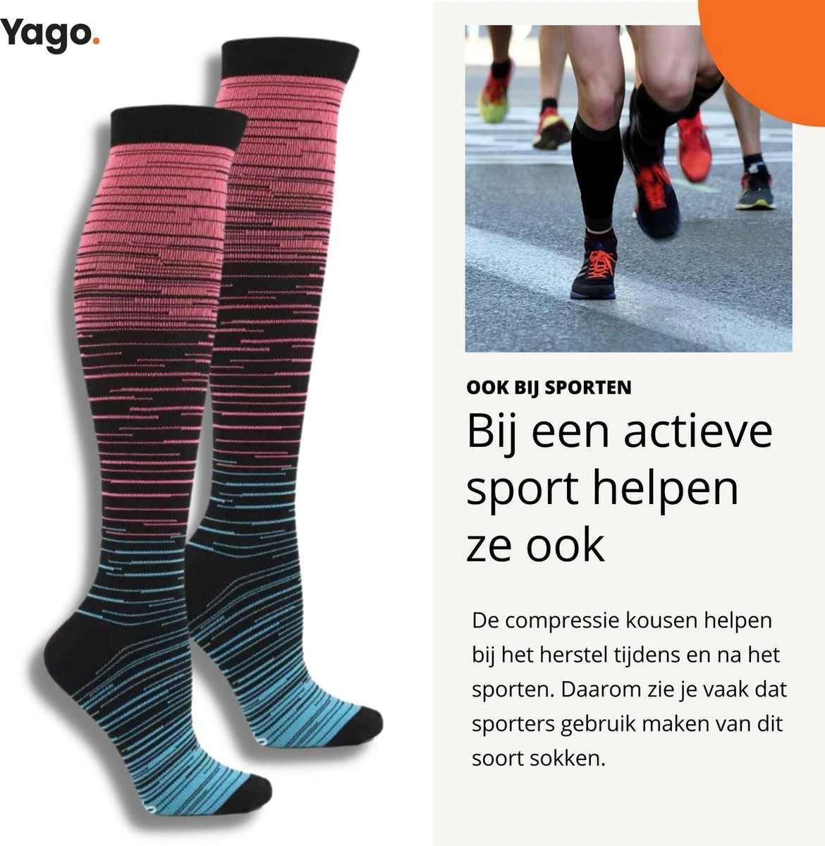 Yago - Compressiekousen L/XL - 2 Paar | Hardlopen | Steunkousen | Dames En Heren | Multifunctioneel | Reissokken | Wandelsokken | Unisex 6 Yago - Compressiekousen L/XL - 2 Paar | Hardlopen | Steunkousen | Dames En Heren | Multifunctioneel | Reissokken | Wandelsokken | Unisex - Afbeelding 6
