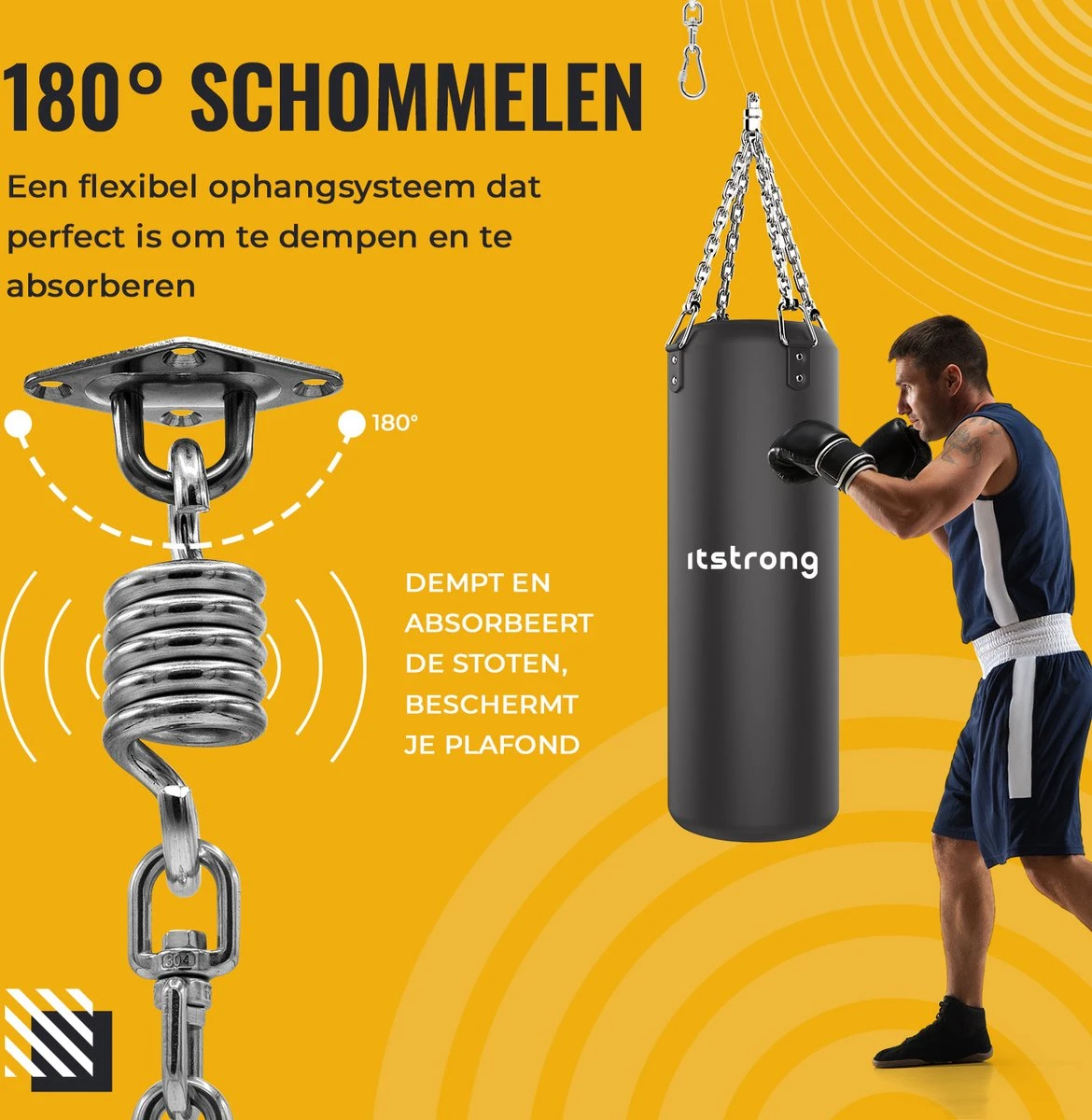 Itstrong® Plafondhaak Ophangsysteem Voor Binnen & Buiten – Ophanghaak Voor Bokszak – Schommel – Schommelstoel – Hangstoel - RVS 4 Itstrong® Plafondhaak Ophangsysteem Voor Binnen & Buiten – Ophanghaak Voor Bokszak – Schommel – Schommelstoel – Hangstoel - RVS - Afbeelding 4