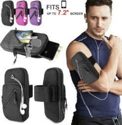 Rits Outdoor Sport Running Arm Band Pols Tas Telefoon Case Gym Op Hand LB701 Portemonnee Houder Armband Pocket Voor IPhone 13 12 11 Pro Max Mini / Samsung / Smartphones Tot 7.2 Inch - Kan Dragen Sleutel, Pasjes, Geld En Headset -Merkloos Verkoop 1172x1200 7