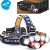TIGIOO Hoofdlamp LED Oplaadbaar - 500 Lumen + SOS-functie - Looplamp - Hardloopverlichting 8 LED-lampen