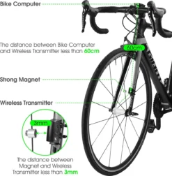 Draadloze Verlichte Fietscomputer - USB Oplaadbaar- Op Zonne- Energie - Kilometerteller - Klok - Calorie Teller - Snelheidsmeter - Auto Wake - IPX7 Waterdicht - 5 Talen - Met Verlichte LCD Display - Multifunctioneel - Inclusief Sensor - Zwart -Merkloos Verkoop 1174x1200 8