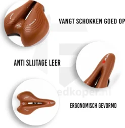 Voltano Sport Trekking Fietszadel - Comfortabel Gel Zadel - Met Uitsparing - Inclusief Zadelstrop - 100% Waterdicht - Unisex - Bruin -Merkloos Verkoop 1177x1200 6