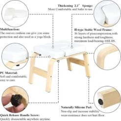 Merkloos Decopatent® Yoga Stoel - Bamboe Inversie Stoel - Wit Kussen - Meditatie Bankje - Hoofdstand Bankje - Yoga Kruk - Yoga Oefening Trainer - Yogastoel - Handstand Trainer - Omgekeerde Kruk / Stoel -Merkloos Verkoop 1194x1200 16