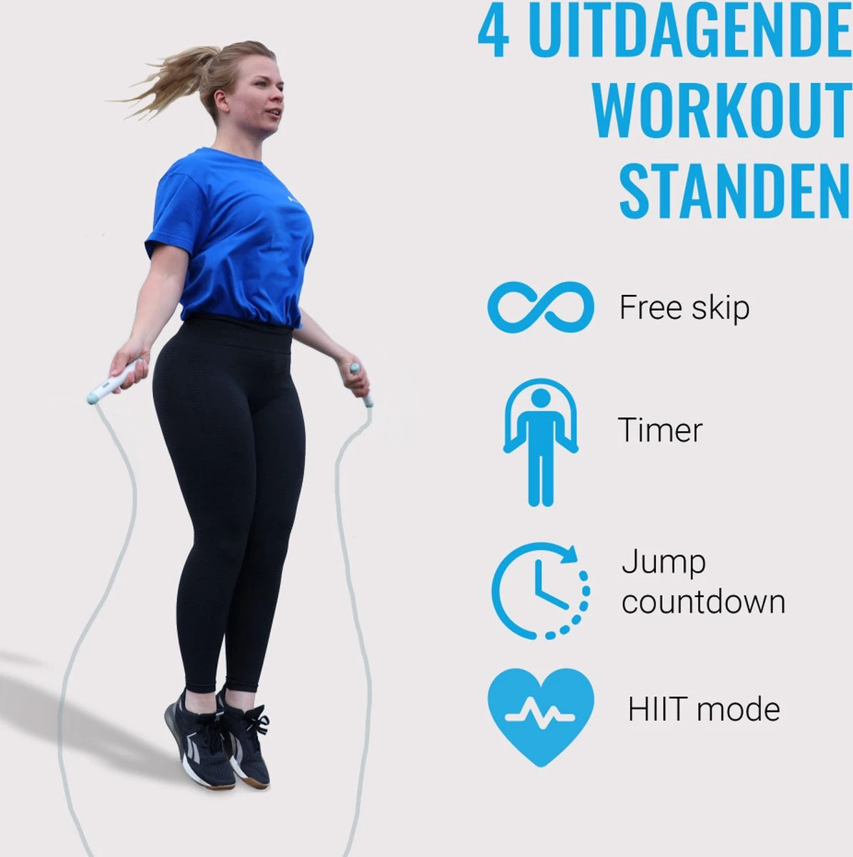 Silvergear Smart Springtouw - 4 Uitdagende Workout Standen - Track Het Aantal Verbrande Calorieën - Slaat Alle Workouts Overzichtelijk Op In De App 2 Silvergear Smart Springtouw - 4 Uitdagende Workout Standen - Track Het Aantal Verbrande Calorieën - Slaat Alle Workouts Overzichtelijk Op In De App - Afbeelding 2
