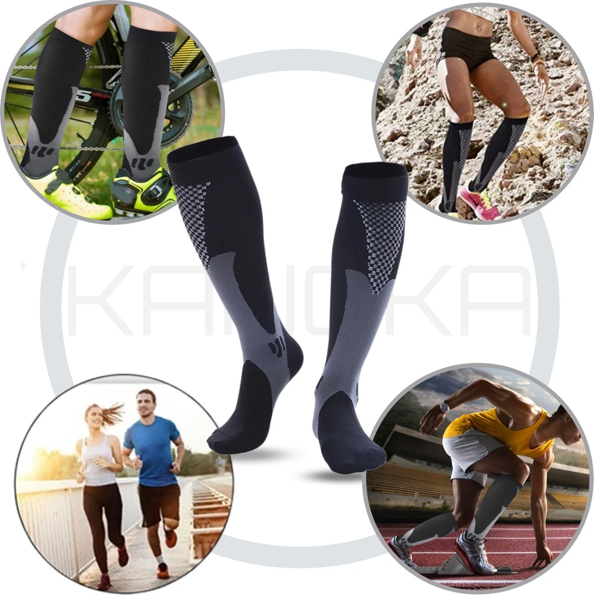 KANGKA Compressiekousen Met 20-30 MmHg - Compressie Sokken Maat 35 Tot 38 (S/M) - Sportsokken - Hardloopsokken 6 KANGKA Compressiekousen Met 20-30 MmHg - Compressie Sokken Maat 35 Tot 38 (S/M) - Sportsokken - Hardloopsokken - Afbeelding 6