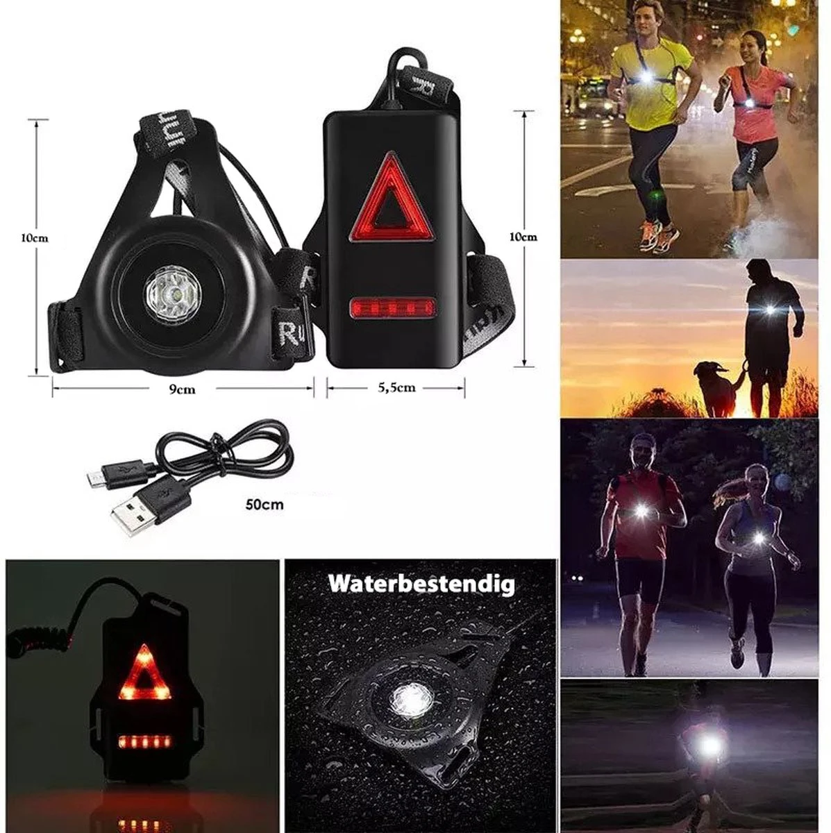 SFVD - Led Hardloop Verlichting Van Hoge Kwaliteit - One Size - USB Oplaadbaar Voor En Achterkant - Hardloop Lampjes - Hardloop Lichtjes - Hardloop Vest - Hardloopverlichting - Hardloop Borstlamp 4 SFVD - Led Hardloop Verlichting Van Hoge Kwaliteit - One Size - USB Oplaadbaar Voor En Achterkant - Hardloop Lampjes - Hardloop Lichtjes - Hardloop Vest - Hardloopverlichting - Hardloop Borstlamp - Afbeelding 4
