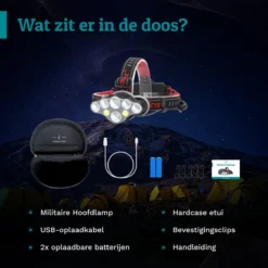 Ultrakrachtige Militaire Hoofdlamp USB Oplaadbaar - Met 8 LED Koplampen - 18000 Lumen - 500 Meter Bereik - Verstelbaar - INCLUSIEF Hardcase Opbergtas -Merkloos Verkoop 1199x1200 7