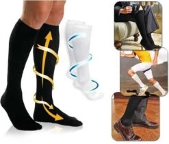 Merkloos Duopack Compressiekousen / Steunkousen - Elastische Hardloop / Sport / Vliegtuig Compressie Sokken - Running Travel Sock - Reissokken / Reis Kousen - Heren/Dames - Wit -Merkloos Verkoop 1200x1019