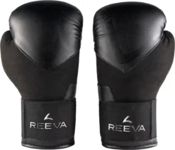 Reeva Bokshandschoenen (vega) Leer - Maat 14 Oz - Zwarte Bokshandschoenen Geschikt Voor Kickboksen En Bokszak Training - Geschikt Voor Gebruik Met Boks Bandage