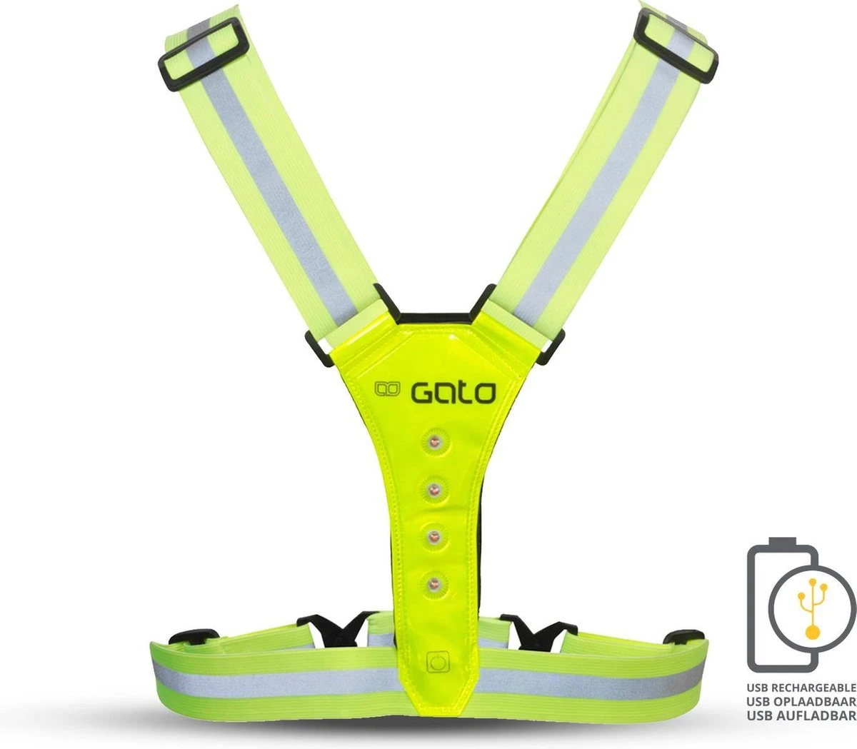 Gato Sports - LED USB SPORT VEST - USB - Geel 4 Gato Sports - LED USB SPORT VEST - USB - Geel - Afbeelding 4