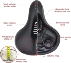 Fiets Zadels - Met Achterlichten- Langzame Rebound Traagschuim - Hol Ergonomisch Breed Tourzadel - MTB Zadel -mountainbikezadel - Fietszadel Dames - Fietszadel Heren - Unisex -Merkloos Verkoop 1200x1058 17