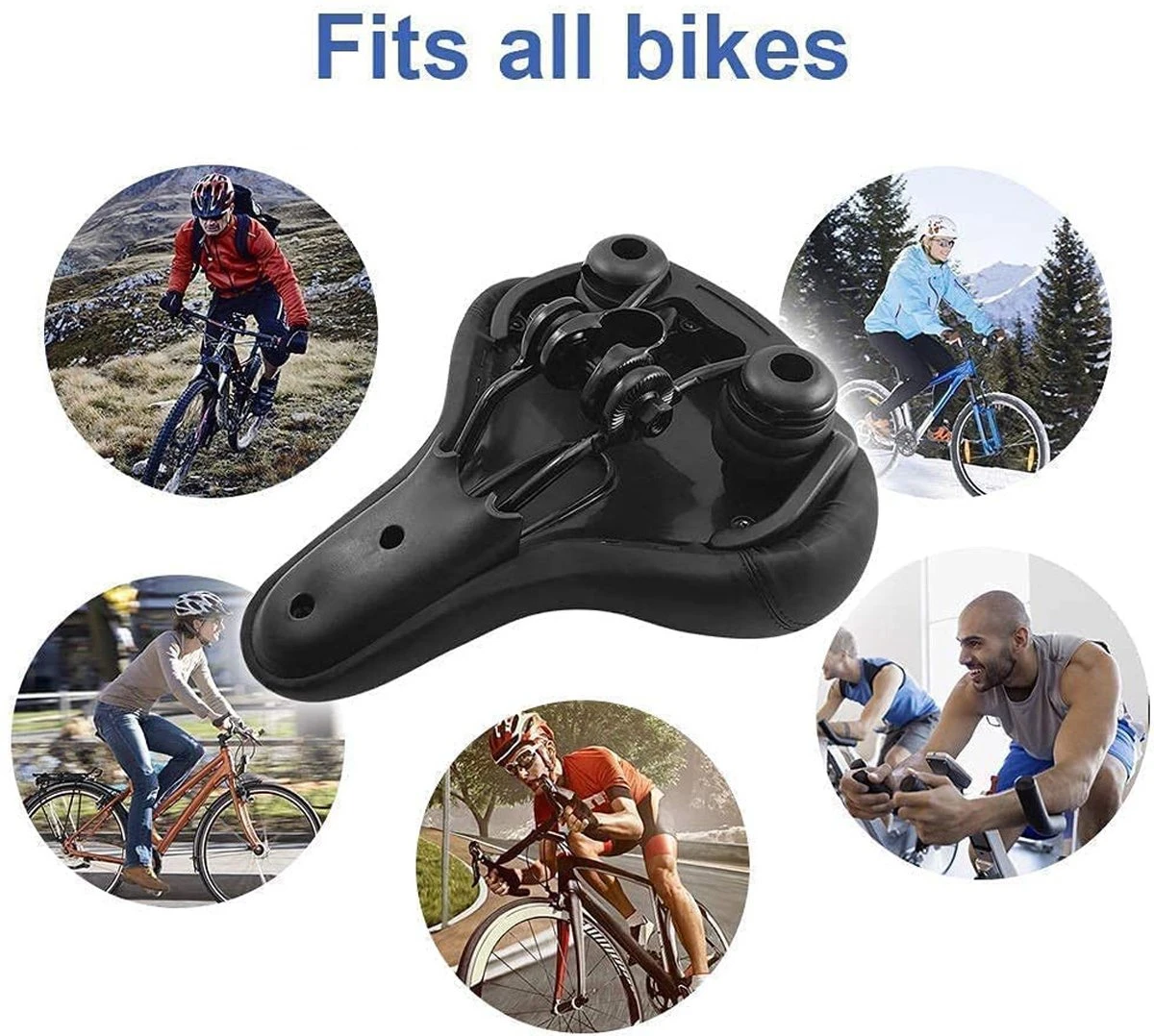 FIEZIO Fietszadel Ergonomisch Dual Shock Memory Foam Zwart Unisex Dames Heren - Extra Comfortabel - Fiets Zadel 4 FIEZIO Fietszadel Ergonomisch Dual Shock Memory Foam Zwart Unisex Dames Heren - Extra Comfortabel - Fiets Zadel - Afbeelding 4