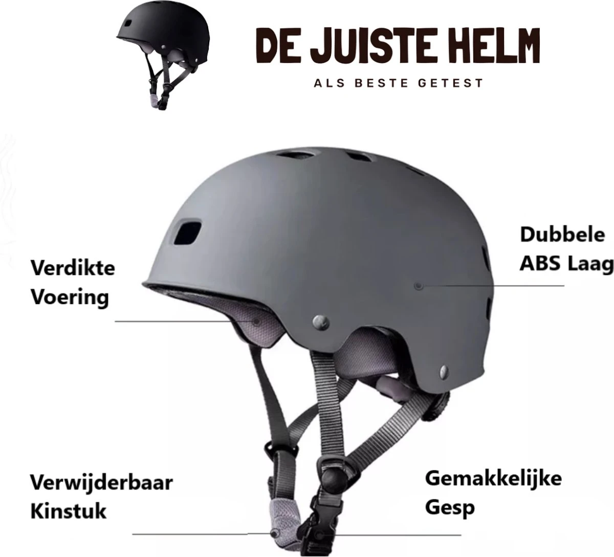 De Juiste Helm - NTA 8776 Helm - Scooterhelm, Fietshelm, E-chopperhelm, Speed-Pedelec Helm - Maat S - Zwart 3 De Juiste Helm - NTA 8776 Helm - Scooterhelm, Fietshelm, E-chopperhelm, Speed-Pedelec Helm - Maat S - Zwart - Afbeelding 3