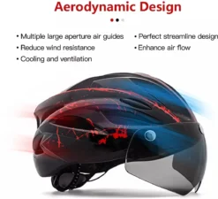 Zacro Fietshelm - Met Bril En Waarschuwingslampje - Nacht Veiligheidshelmen Fietshelm - Voor Volwassenen, MTB, Stadsfietsen - Wit En Zwart -Merkloos Verkoop 1200x1092