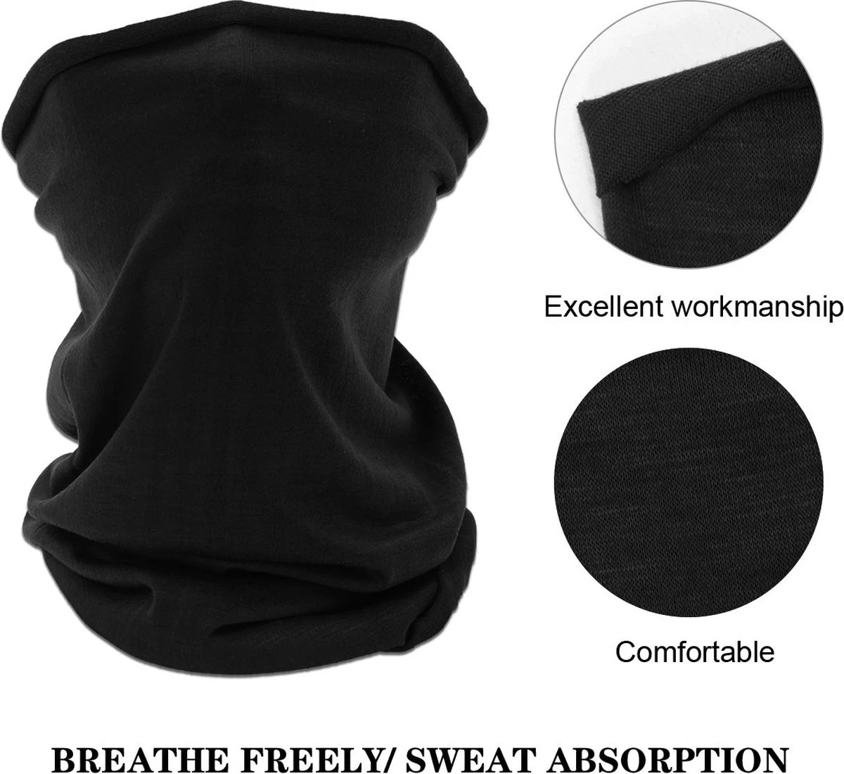 Su.B.dgn 2 Stuks Multifunctioneel Polyester Col Colsjaal - Bivakmuts Balaclava Bandana Ideaal Voor Sport Fietsen Motor - Unisex - Zwart 6 Su.B.dgn 2 Stuks Multifunctioneel Polyester Col Colsjaal - Bivakmuts Balaclava Bandana Ideaal Voor Sport Fietsen Motor - Unisex - Zwart - Afbeelding 6