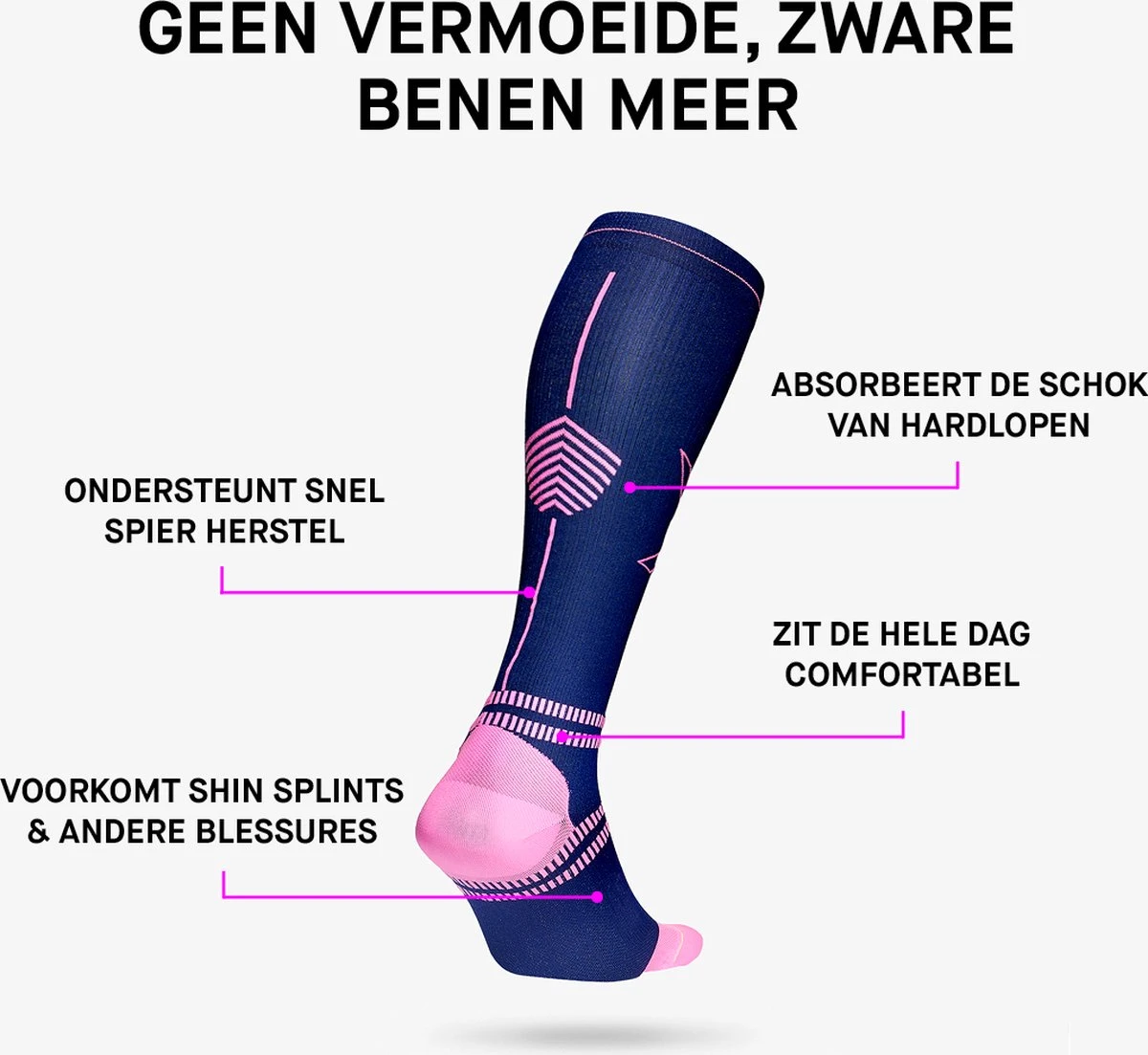 STOX Energy Socks - Hardloopsokken Voor Vrouwen - Premium Compressiesokken - Running Socks - Vochtafdrijvend - Voorkom Blessures & Spierpijn 3 STOX Energy Socks - Hardloopsokken Voor Vrouwen - Premium Compressiesokken - Running Socks - Vochtafdrijvend - Voorkom Blessures & Spierpijn - Afbeelding 3