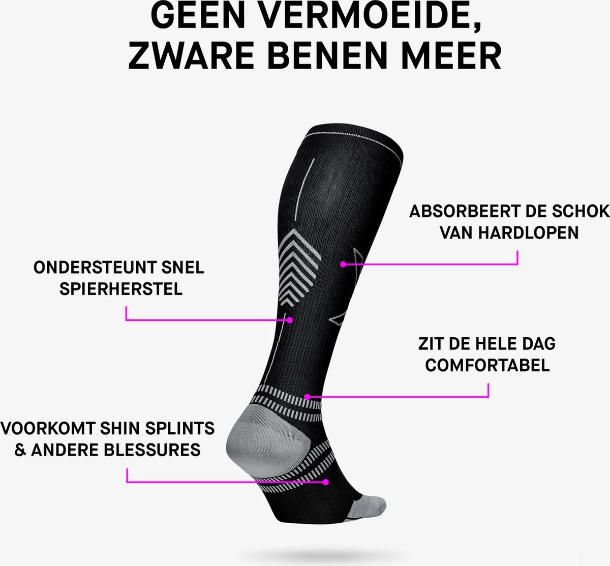STOX Energy Socks - Hardloopsokken Voor Mannen - Premium Compressiesokken - Running Socks - Vochtafdrijvend - Voorkom Blessures & Spierpijn 3 STOX Energy Socks - Hardloopsokken Voor Mannen - Premium Compressiesokken - Running Socks - Vochtafdrijvend - Voorkom Blessures & Spierpijn - Afbeelding 3
