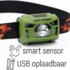LED Hoofdlamp - Bewegingssensor - Oplaadbaar - Groen - Waterdicht - King Mungo KMHL011