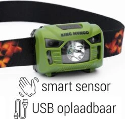 LED Hoofdlamp - Bewegingssensor - Oplaadbaar - Groen - Waterdicht - King Mungo KMHL011
