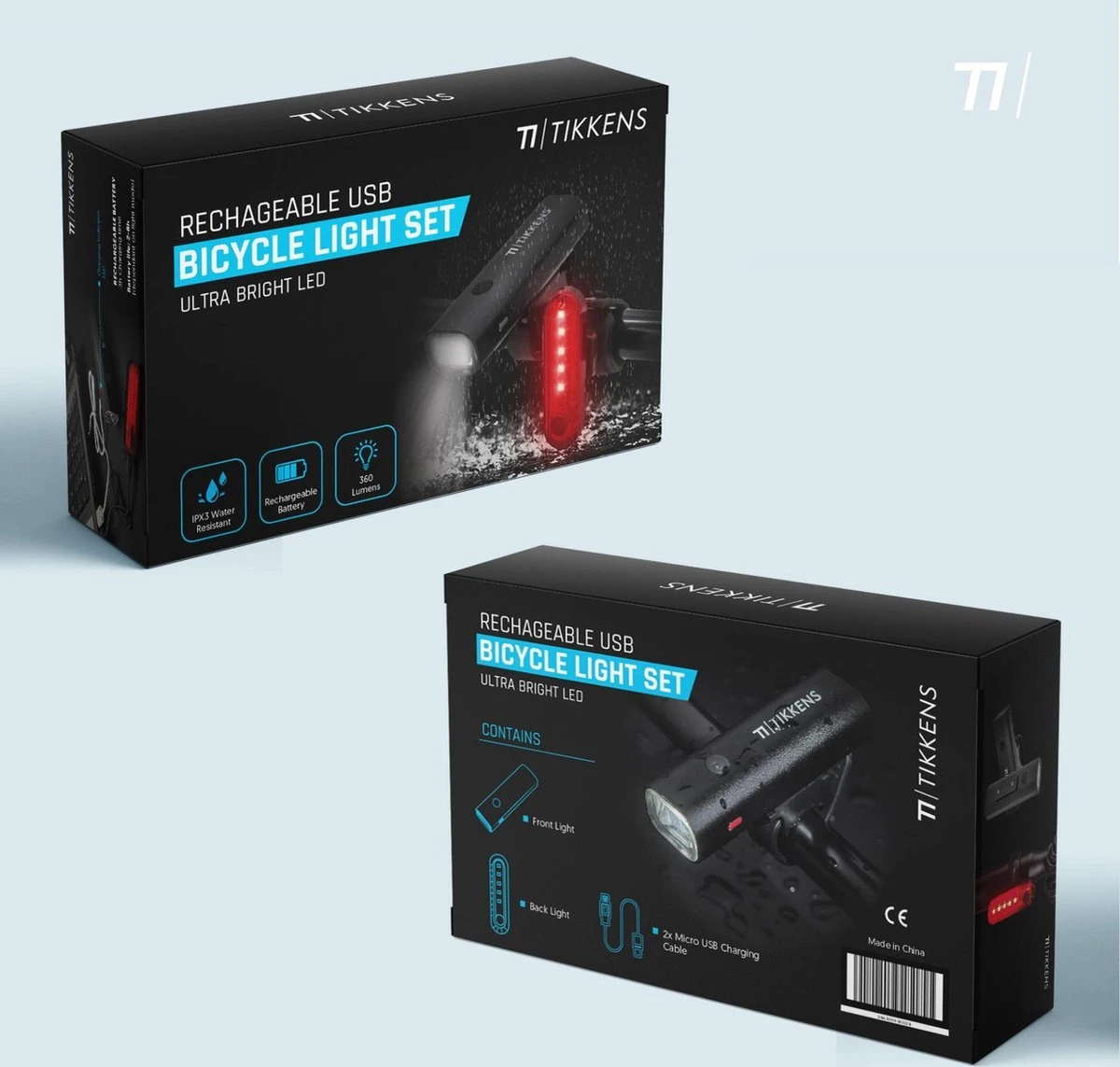 TIKKENS LED Fietsverlichting Set - Fietslamp USB Oplaadbaar - Fietslampjes Voorlicht & Achterlicht - Waterdicht – Zwart 6 TIKKENS LED Fietsverlichting Set - Fietslamp USB Oplaadbaar - Fietslampjes Voorlicht & Achterlicht - Waterdicht – Zwart - Afbeelding 6